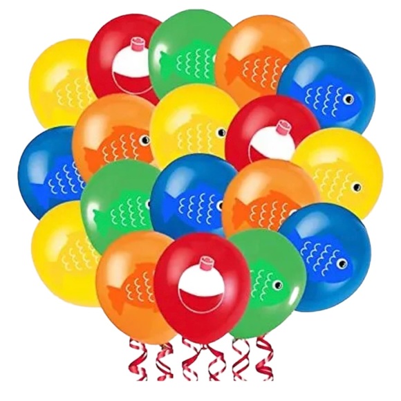 Gone Fishing Balloons Party Decorations Supplies 24 Balloons Cake Topper Banner - Picture 1 of 9